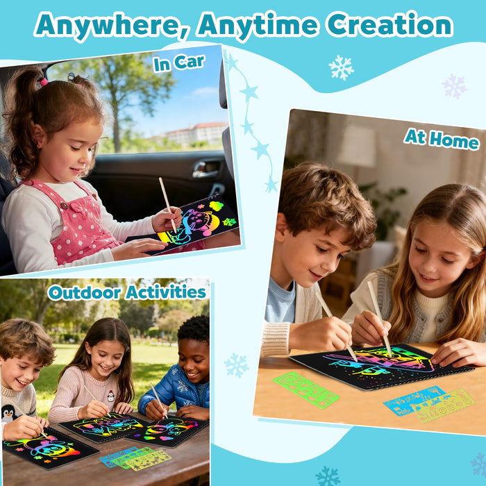 ZMLM 2 Pack Scratch Paper Art-Crafts Gift（Winter）