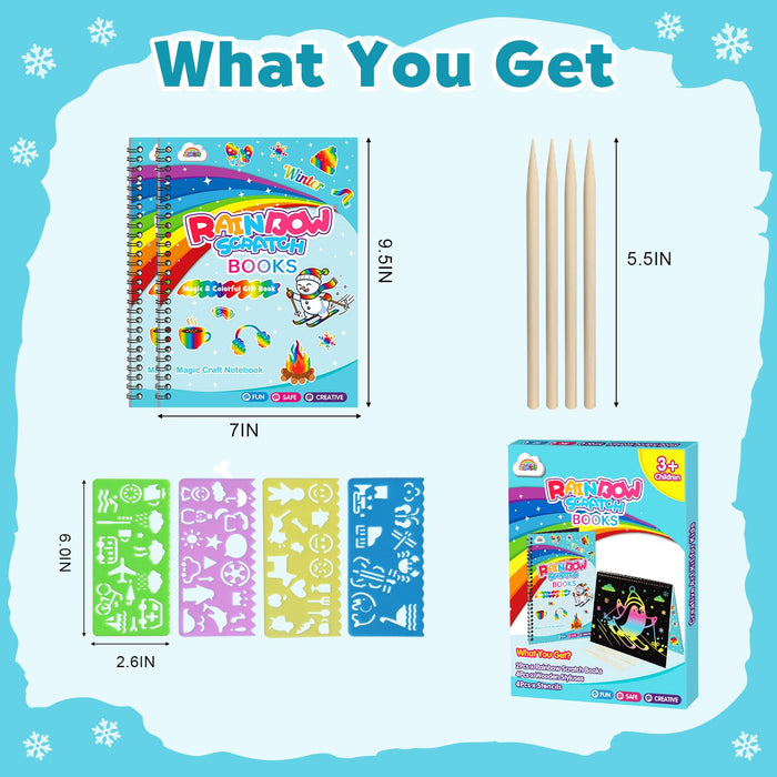 ZMLM 2 Pack Scratch Paper Art-Crafts Gift（Winter）