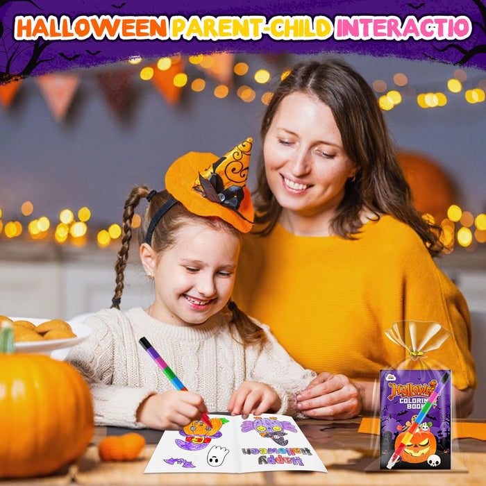 ZMLM 24 Crayons Mini Coloring Books for Kids Ages 4-8 (Halloween)