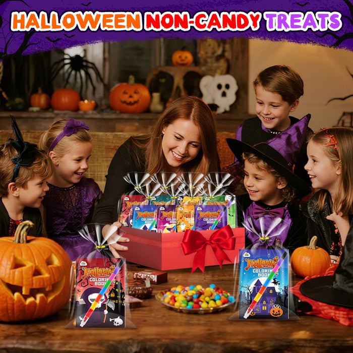 ZMLM 24 Crayons Mini Coloring Books for Kids Ages 4-8 (Halloween)