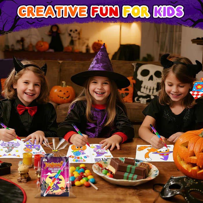 ZMLM 24 Crayons Mini Coloring Books for Kids Ages 4-8 (Halloween)