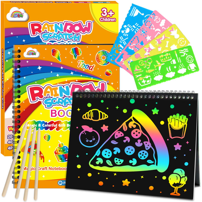 ZMLM 2 Pack  Scratch Paper Art-Crafts Gift（Food）