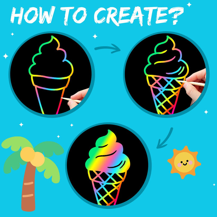ZMLM 2 Pack Scratch Paper Art-Crafts Gift(Summer)