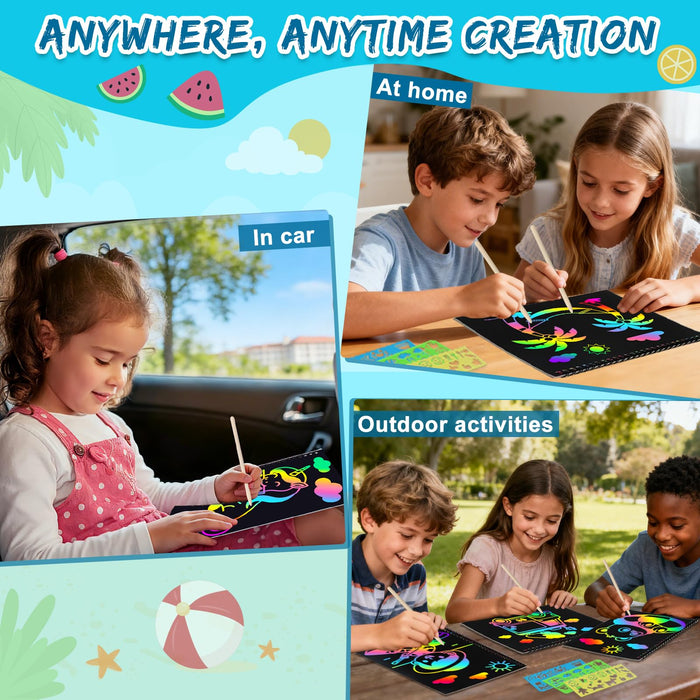 ZMLM 2 Pack Scratch Paper Art-Crafts Gift(Summer)