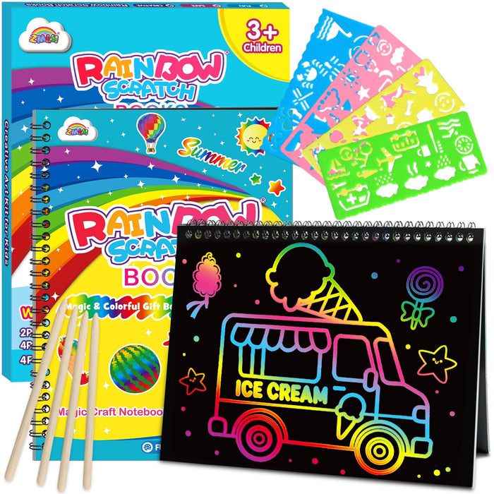 ZMLM 2 Pack Scratch Paper Art-Crafts Gift(Summer)