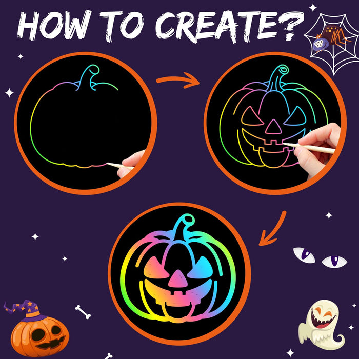 ZMLM 2 Pack  Scratch Paper Art-Crafts (Halloween)