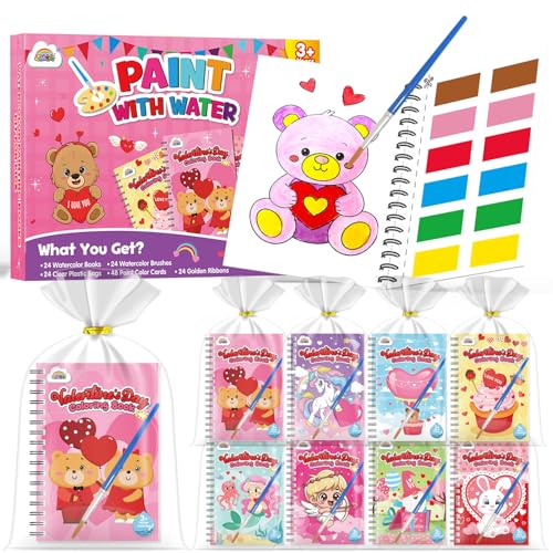 ZMLM 24 Water Coloring Books for Kids Party Favors (Valentines)
