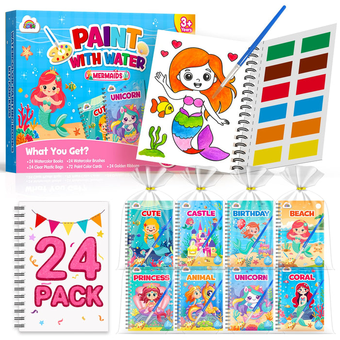 ZMLM 24 Water Coloring Books for Kids Party Favors（Mermaid）