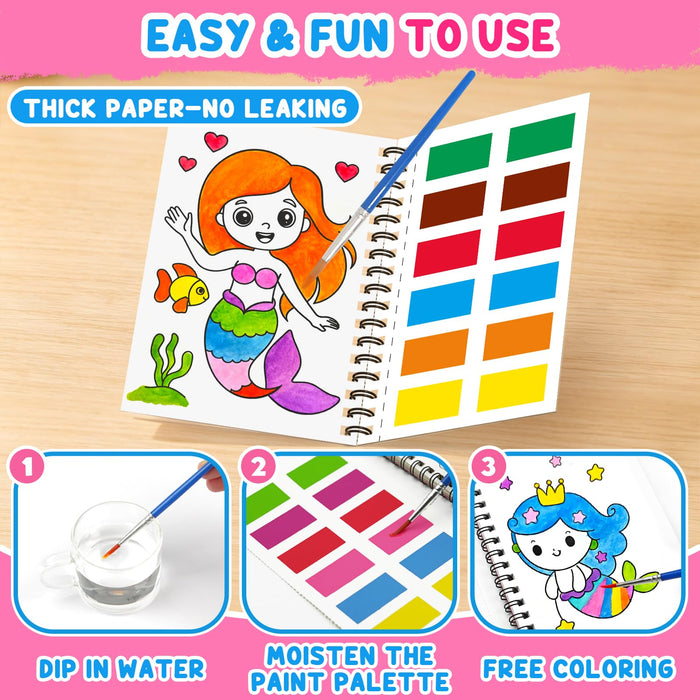 ZMLM 24 Water Coloring Books for Kids Party Favors（Mermaid）
