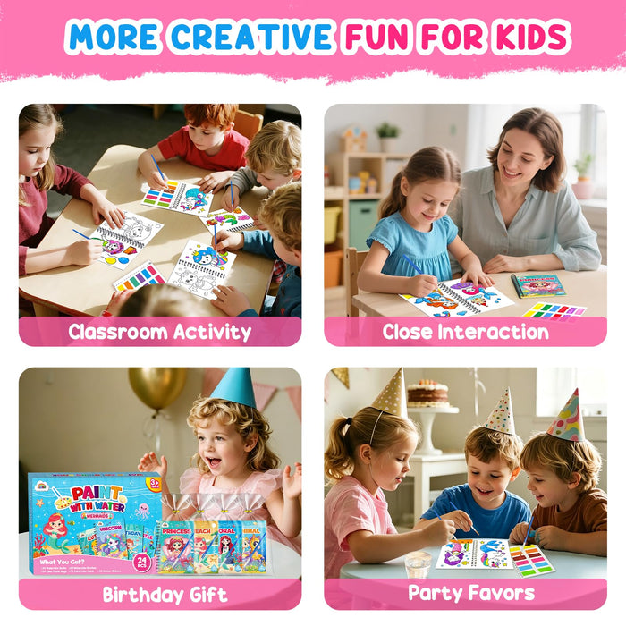 ZMLM 24 Water Coloring Books for Kids Party Favors（Mermaid）