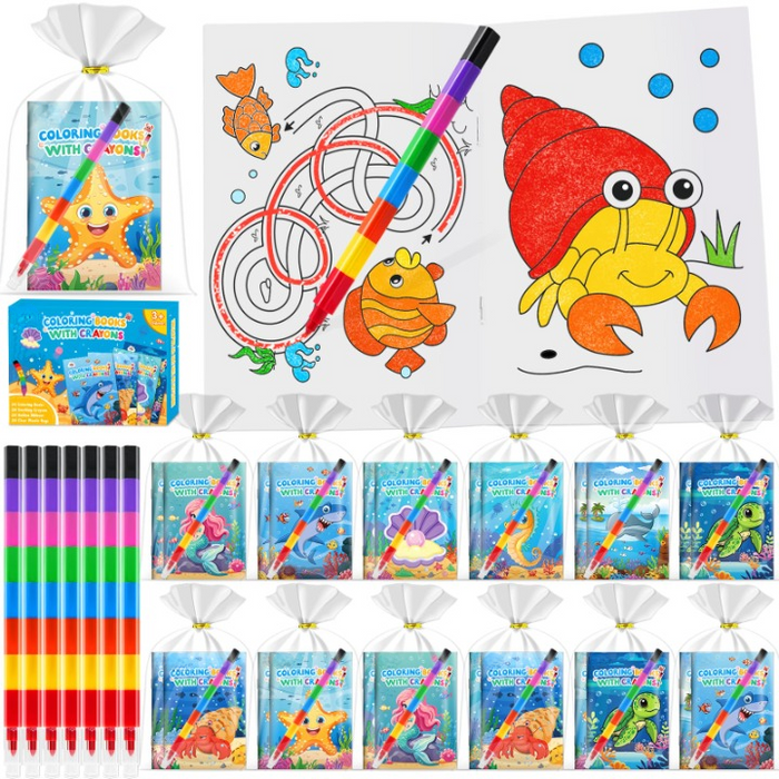 ZMLMKIDS Printed children's coloring pages  24 Pack Ocean Coloring Books