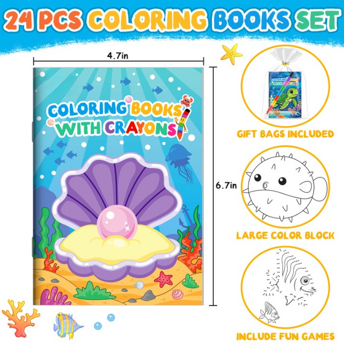 ZMLMKIDS Printed children's coloring pages  24 Pack Ocean Coloring Books