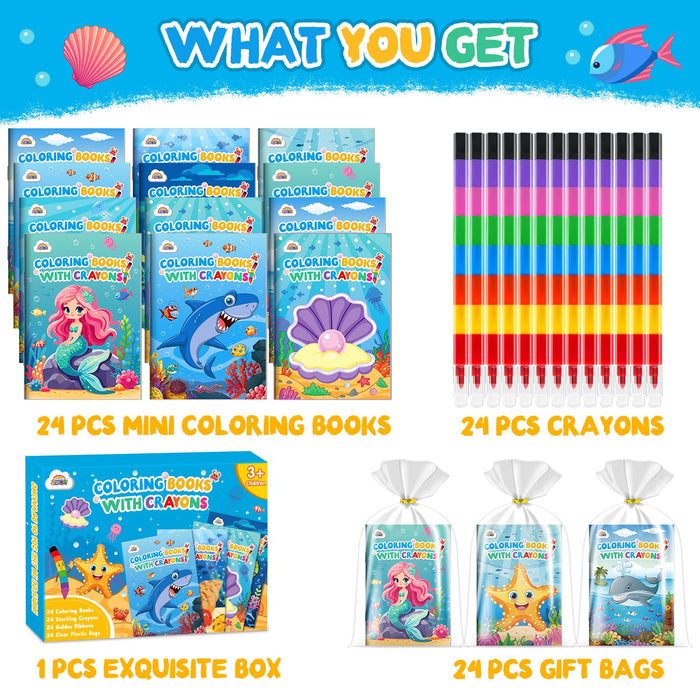 ZMLM 24 Pack Ocean Coloring Books for Kids with Crayons(Ocean)