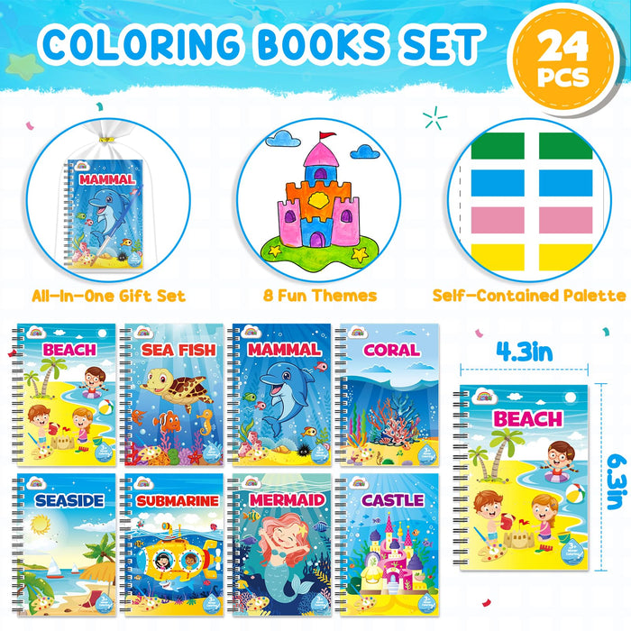 ZMLM 24 Water Coloring Books for Kids Party Favors(Ocean)