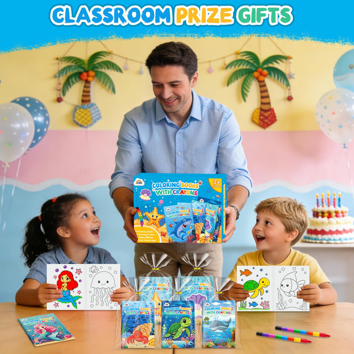 ZMLM 24 Pack Ocean Coloring Books for Kids with Crayons(Ocean)