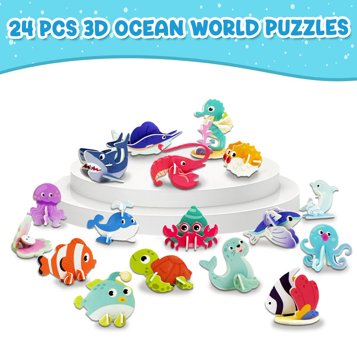 ZMLM 24 Pack Scratch Art Party Favors for Kids 4-8(Ocean)