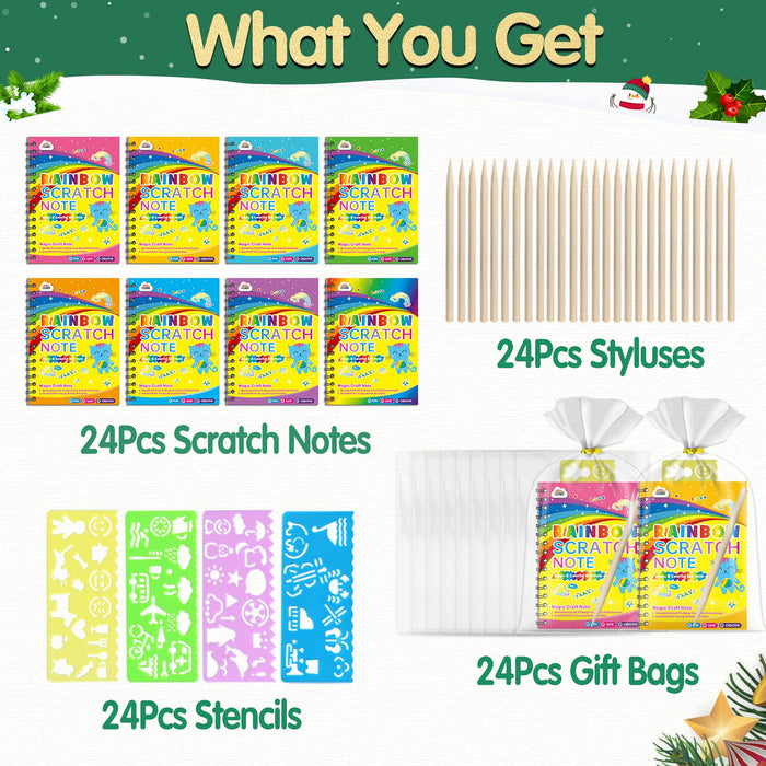 ZMLM Rainbow Scratch 24-Pack Art Party Favors Ages 3+