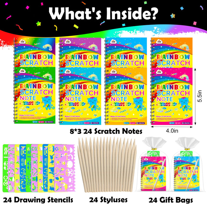 ZMLM Rainbow Scratch 24-Pack Art Party Favors Ages 3+