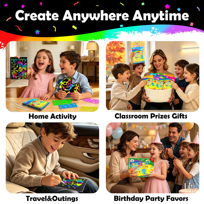 ZMLM Rainbow Scratch 24-Pack Art Party Favors Ages 3+