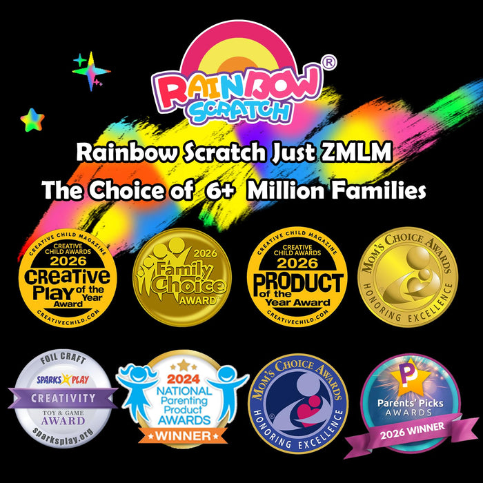 ZMLM Rainbow Scratch 24-Pack Art Party Favors Ages 3+