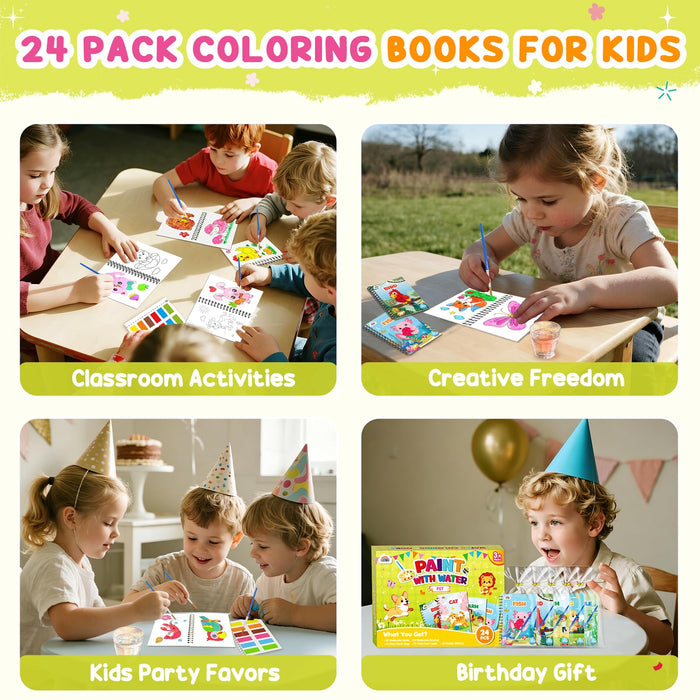 ZMLM 24 Water Coloring Books for Kids Party Favors (Pet)