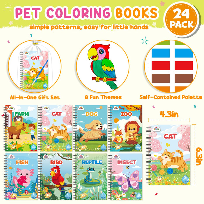 ZMLM 24 Water Coloring Books for Kids Party Favors (Pet)