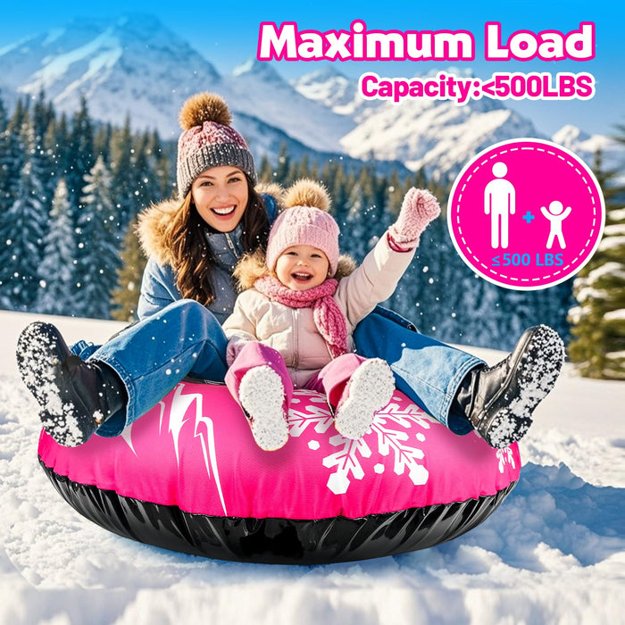 ZMLM Snow Tubes for Sledding Heavy Duty - 48'' Inflatable Snow Tube (Pink)