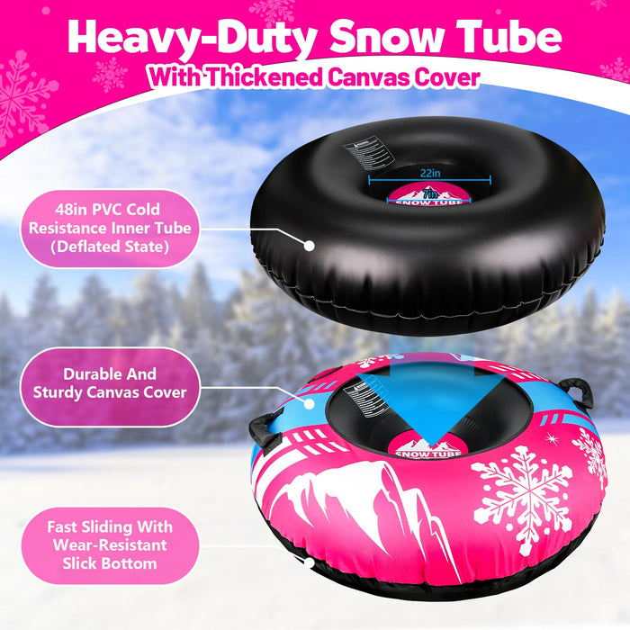 ZMLM Snow Tubes for Sledding Heavy Duty - 48'' Inflatable Snow Tube (Pink)
