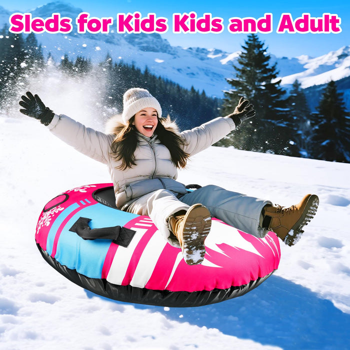 ZMLM Snow Tubes for Sledding Heavy Duty - 48'' Inflatable Snow Tube (Pink)