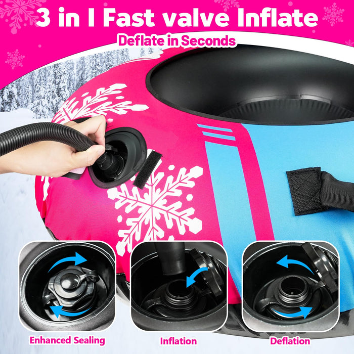 ZMLM Snow Tubes for Sledding Heavy Duty - 48'' Inflatable Snow Tube (Pink)