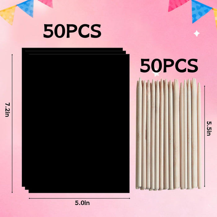 ZMLM 100Pcs Rainbow Scratch Paper Art Gifts Ages 3-10