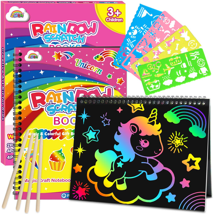 ZMLM 2 Pack Scratch Paper Art-Crafts Gift(Unicorns)