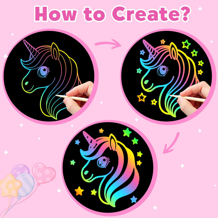 ZMLM 2 Pack Scratch Paper Art-Crafts Gift(Unicorns)