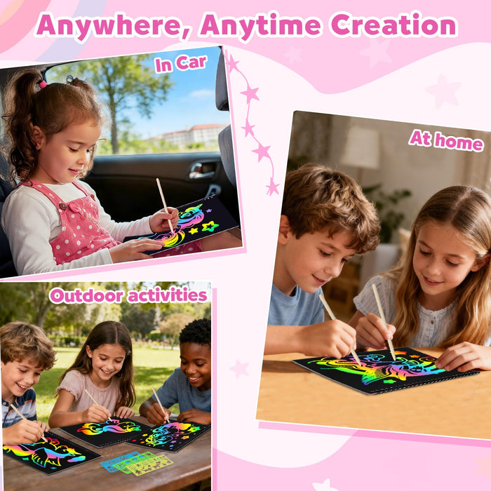 ZMLM 2 Pack Scratch Paper Art-Crafts Gift(Unicorns)