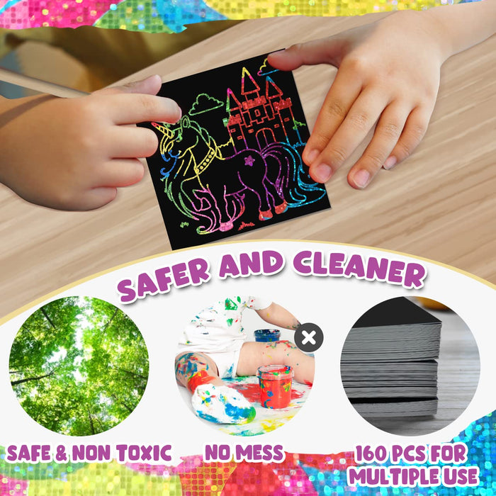 ZMLM 165 Pcs Rainbow Scratch Paper Art Notes  (Holographic)