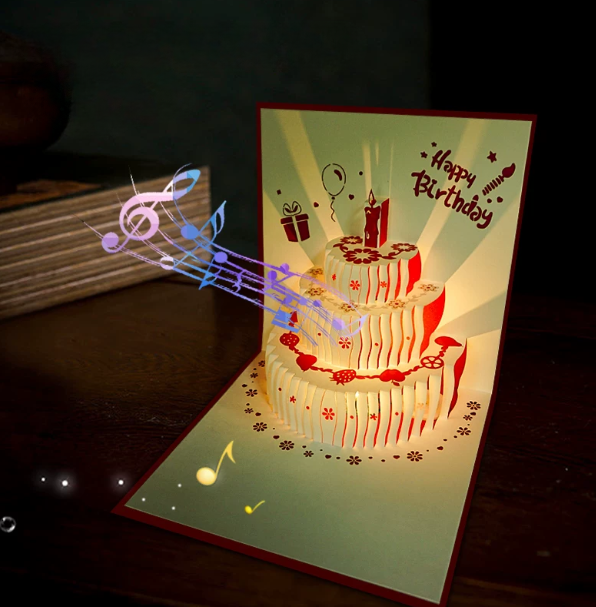 3D "Happy Birthday" Musical Cake Greeting Card