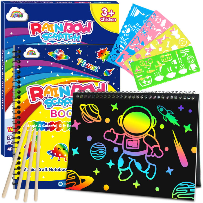 ZMLM 2 Pack Scratch Paper Art-Crafts Gift（Planet）