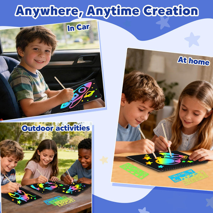 ZMLM 2 Pack Scratch Paper Art-Crafts Gift（Planet）