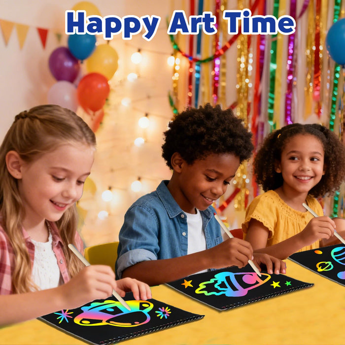 ZMLM 2 Pack Scratch Paper Art-Crafts Gift（Planet）