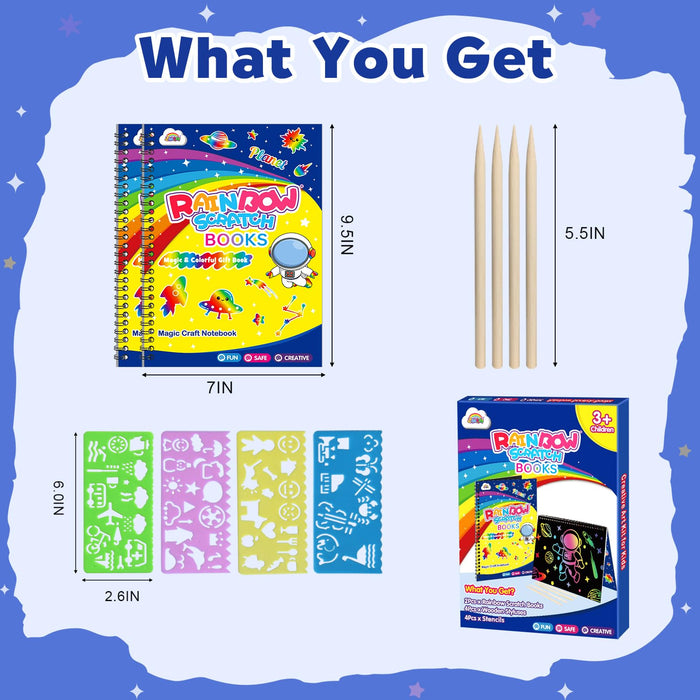 ZMLM 2 Pack Scratch Paper Art-Crafts Gift（Planet）