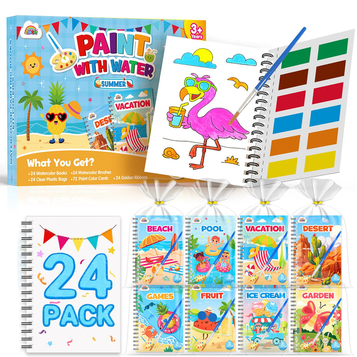 ZMLM 24 Water Coloring Books for Kids Party Favors (Summer)