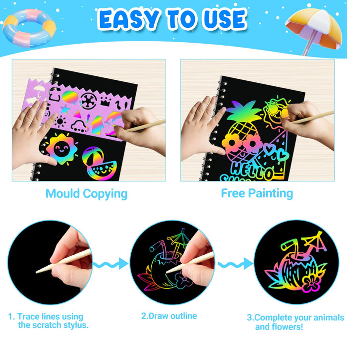 ZMLM 24 Pack Scratch Art Party Favors(Summer)