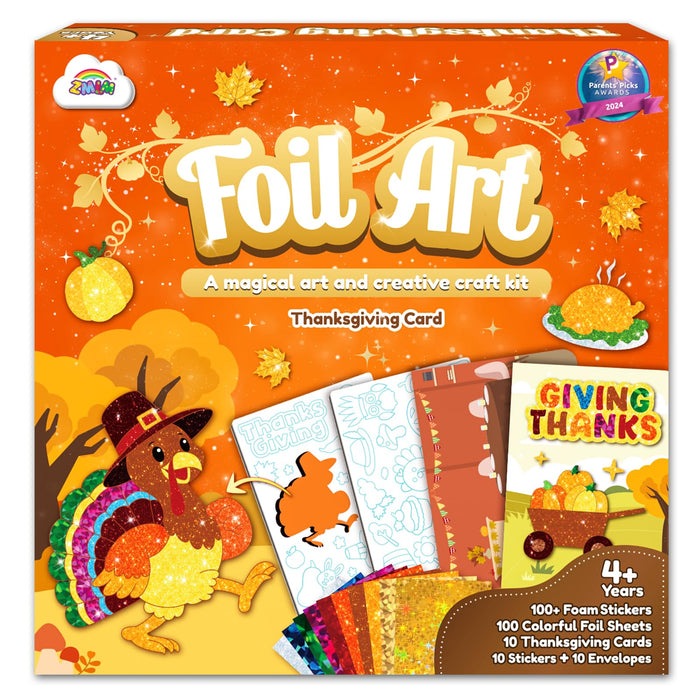 ZMLM Kids Thanksgiving Card Foil Art Crafts Set