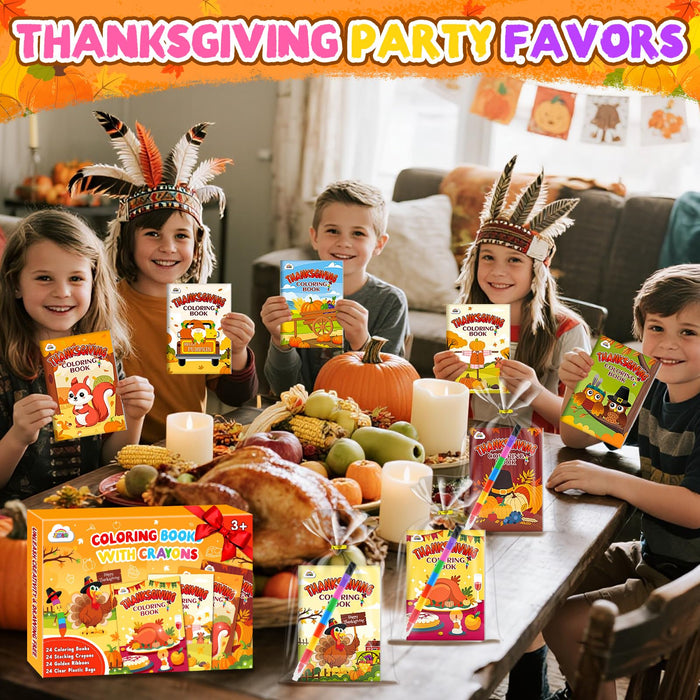 ZMLM 24 Coloring Books for Kids Party Favors (Thanksgiving)