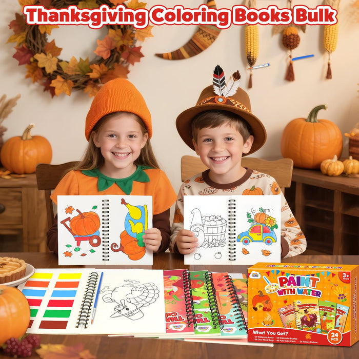 ZMLM 24 Water Coloring Books for Kids Ages 4-8 (Thanksgiving)