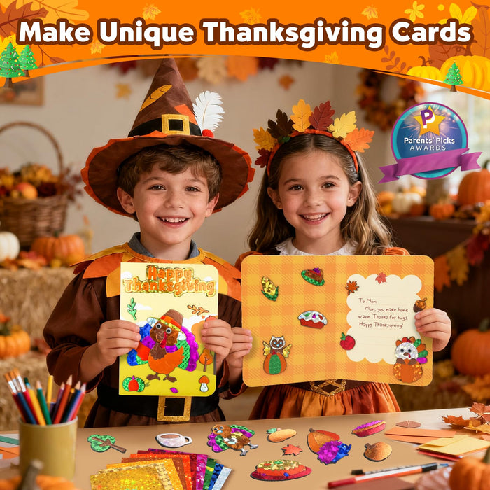 ZMLM Kids Thanksgiving Card Foil Art Crafts Set