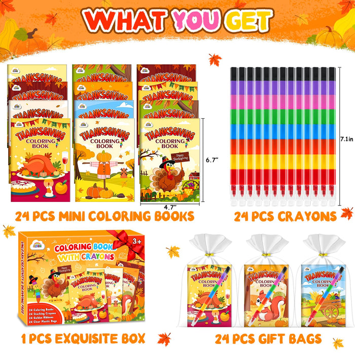 ZMLM 24 Coloring Books for Kids Party Favors (Thanksgiving)