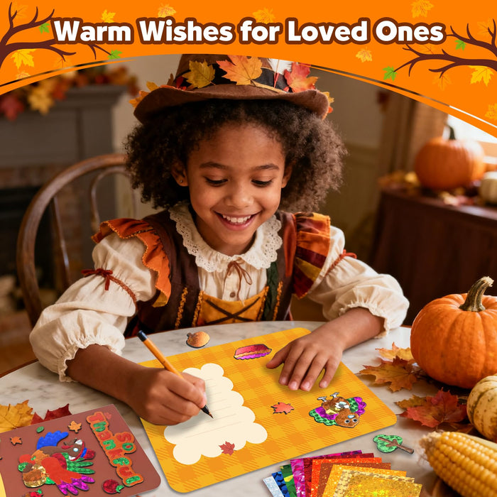 ZMLM Kids Thanksgiving Card Foil Art Crafts Set