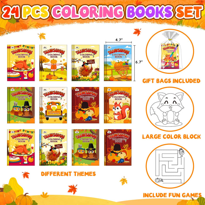 ZMLM 24 Coloring Books for Kids Party Favors (Thanksgiving)