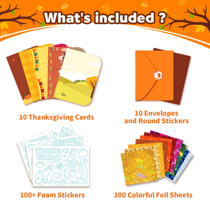 ZMLM Kids Thanksgiving Card Foil Art Crafts Set